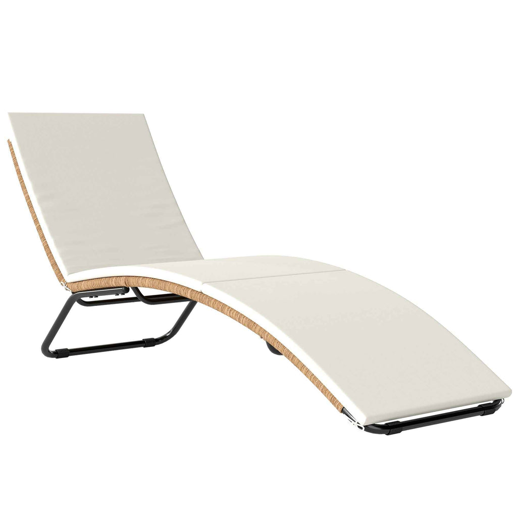 Outsunny S-Shaped Outdoor Lounger with Cushion, in PE Rattan and Steel, 175x57x80 cm, Cream