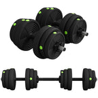 SPORTNOW 2-in-1 Set with 2 Dumbbells Convertible to a Barbell, Total Weight 25 kg and Adjustable Weight Discs, Black
