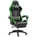 Gaming Chair with Adjustable Height and Reclining Backrest, 65x65x121-129 cm, Black and Green