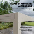 Outsunny Extendable Outdoor Aluminum Table, Tempered Glass Top, Cream White.