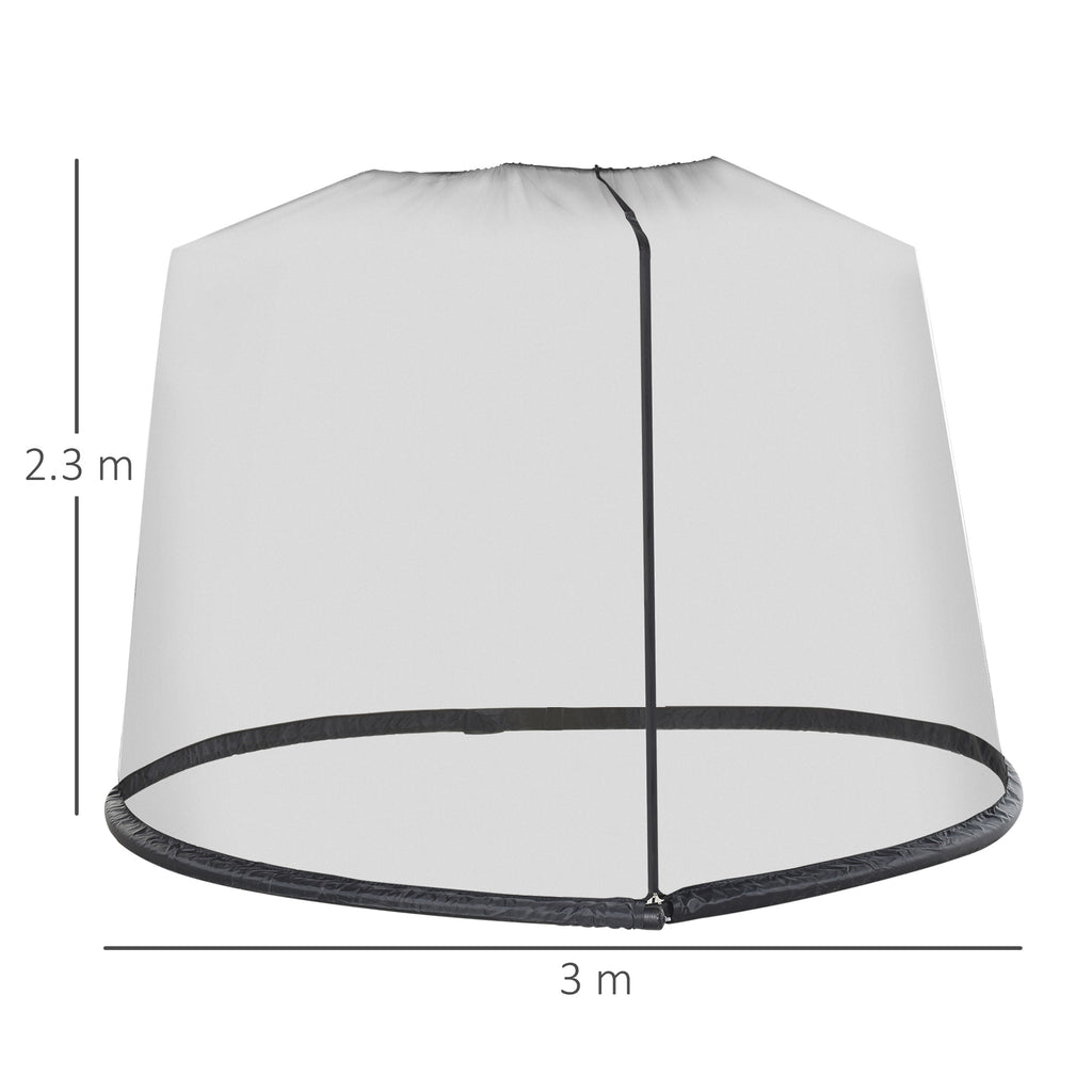 Mosquito Net for Umbrella 3x3 m Adjustable Dense Mesh with Zipper Opening, Black - Borgè