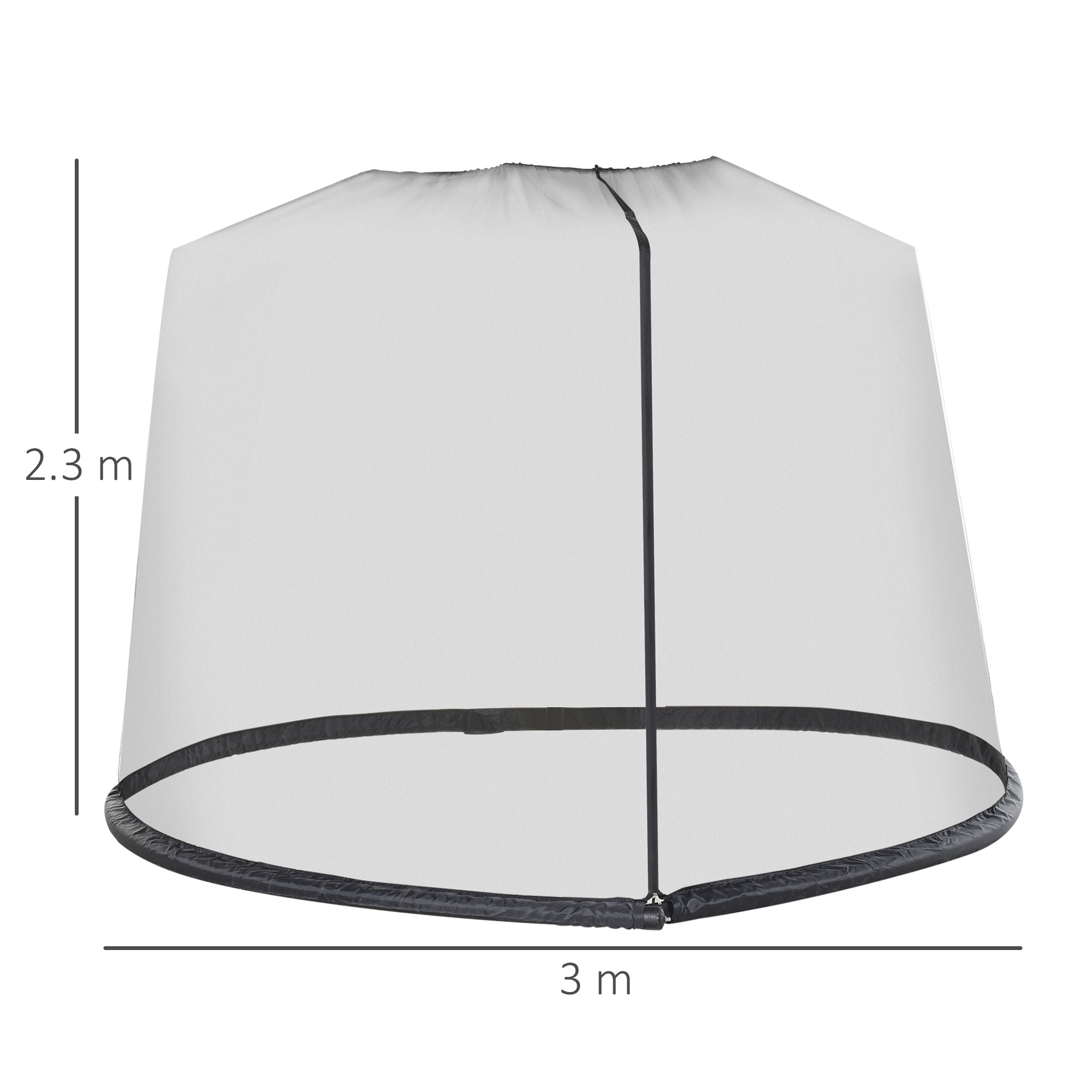 Mosquito Net for Umbrella 3x3 m Adjustable Dense Mesh with Zipper Opening, Black - Borgè