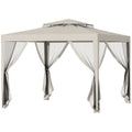 Garden Gazebo 3x3m with Mosquito Net, Double Roof and Metal Frame, Beige - Borgè