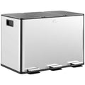 HOMCOM 3-Compartment Waste Bin, Silver