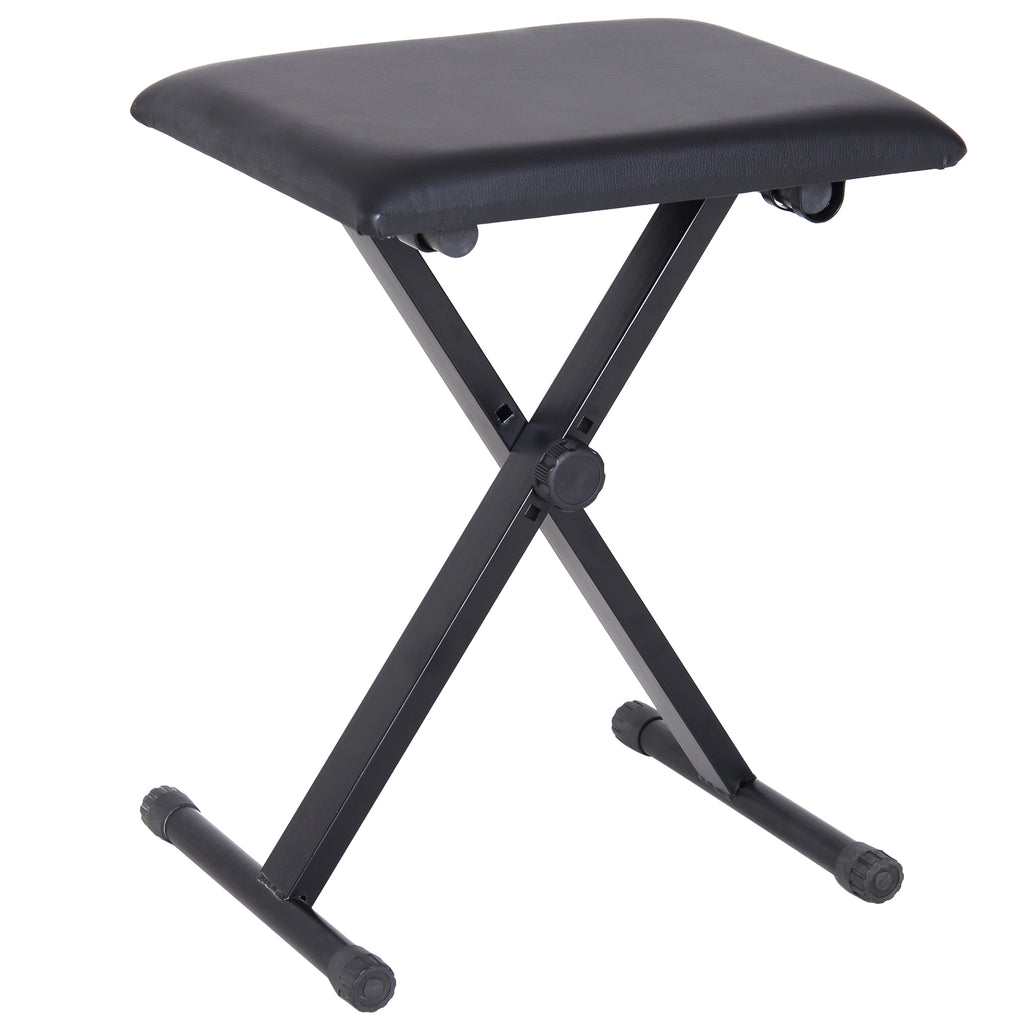 Piano Bench Padded Height Adjustable Foldable Non-Slip, Black, 39x29x47cm