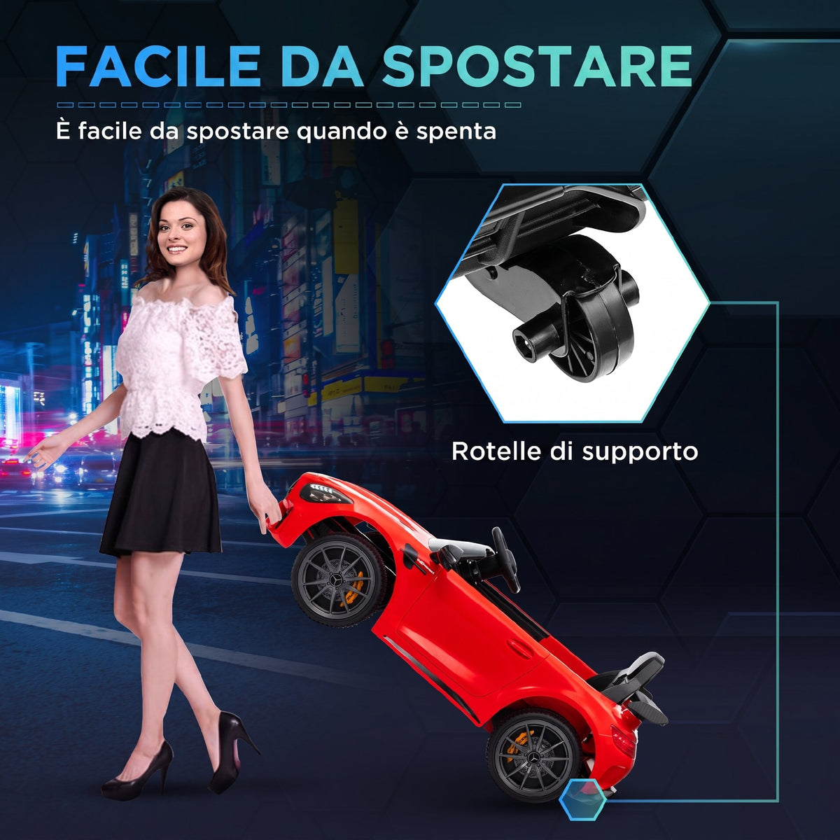 AIYAPLAY Electric Ride-On Toy Car for Kids 3-6 Years Old Mercedes-AMG GTR with 2 Motors and Remote Control, 3-5 km/h, Red