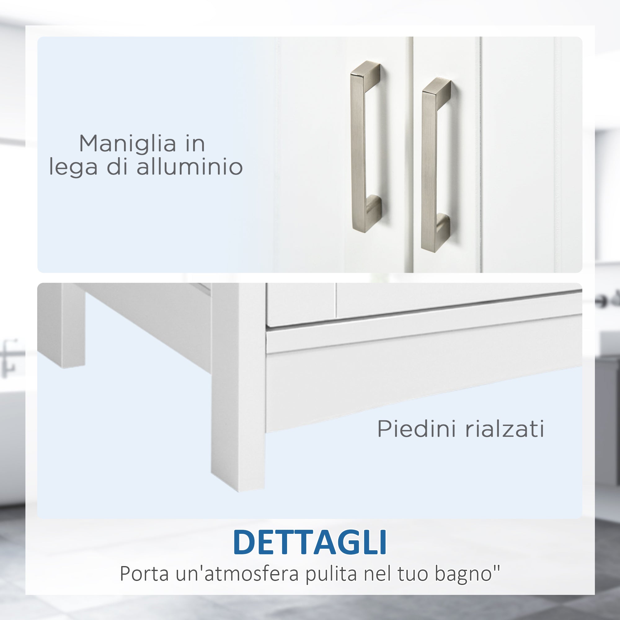 kleankin Bathroom Cabinet with 2 Doors and Adjustable Shelf, 60x33x60cm, Wood and White