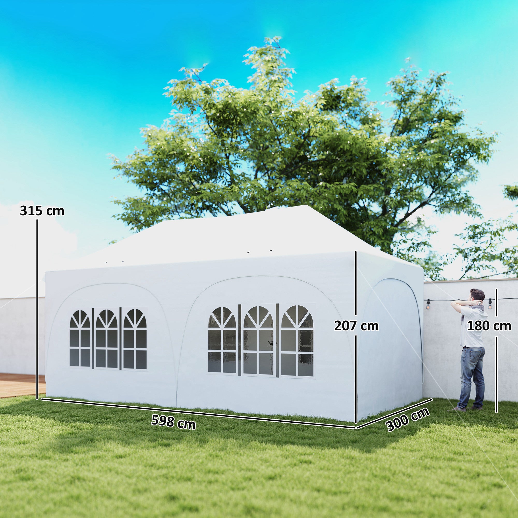 Outsunny 3x6m Folding Garden Gazebo with Removable Walls and Carry Bag, White