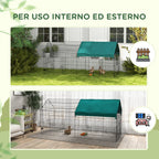 Pawhut cage for outdoor rabbits and interior with a house with roof, 220x85x103cm, green - Borgè