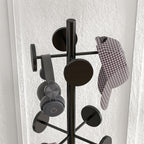 HOMCOM Floor Coat Hanger with Umbrella Holder and 8 Metal Disc Hooks Ø34 x 177cm, Black - Borgè