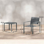 Outsunny 3-Piece Garden Set with 2 Outdoor Chairs and Coffee Table, in HDPE and Metal, Dark Grey