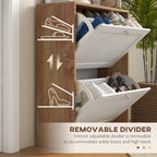 HOMCOM Slim Shoe Rack with 3 Adjustable Shelves at 2 Levels for 12 Pairs, in Chipboard and MDF, 60x24.5x75.5 cm - Borgè