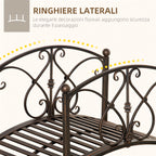 Outsunny Vintage Metal Garden Bridge with Floral Elements, 99x68x53cm, Black