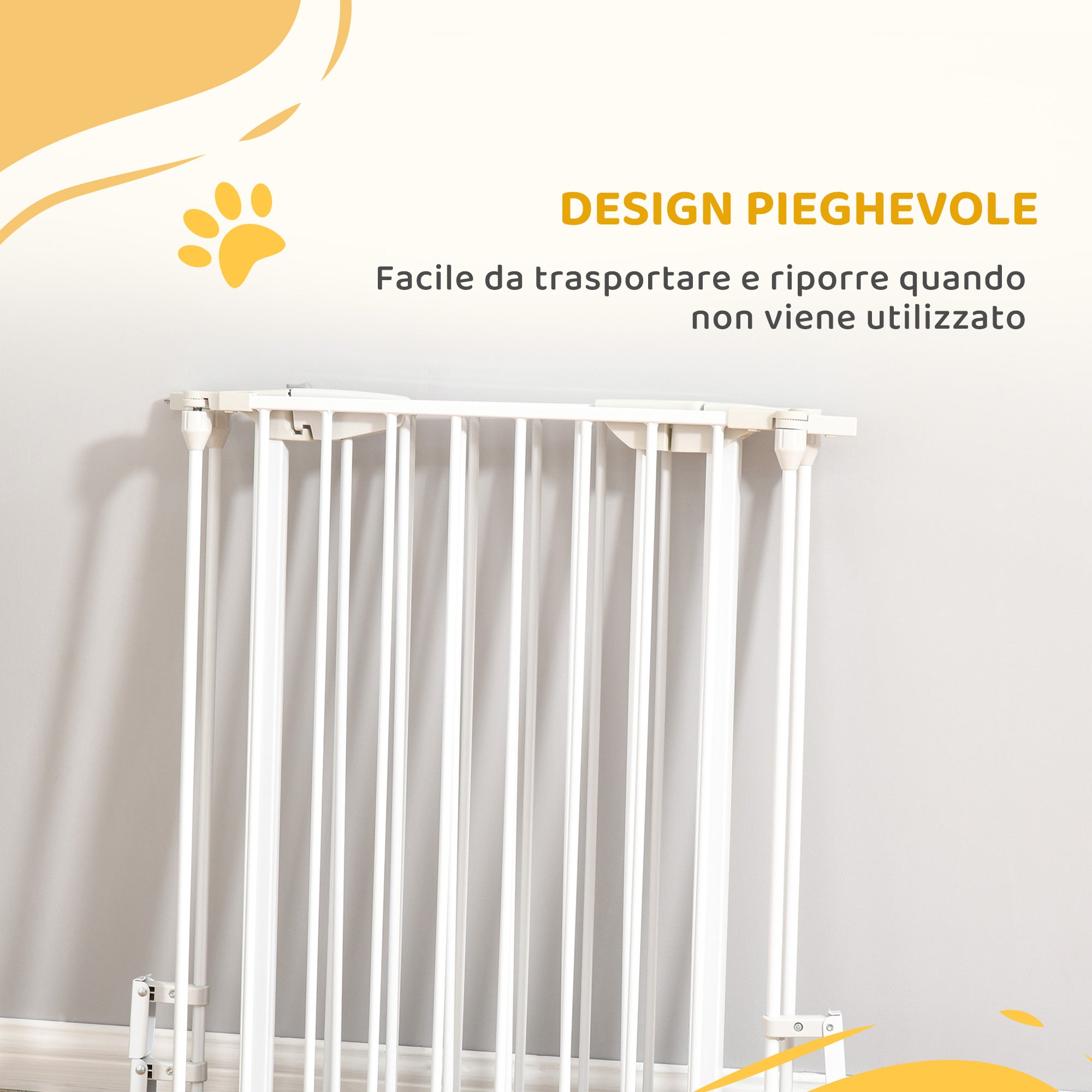 Self-Closing Dog Gate with Locking System, Metal and Plastic, 180x74.5 cm, White