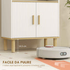 HOMCOM Freestanding Bathroom Cabinet with Adjustable Shelf, White and Natural Wood