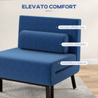 Armchair Bed with Adjustable Backrest in 5 Positions, in Linen Effect Fabric and Steel, 75x70x75 cm, Dark Blue