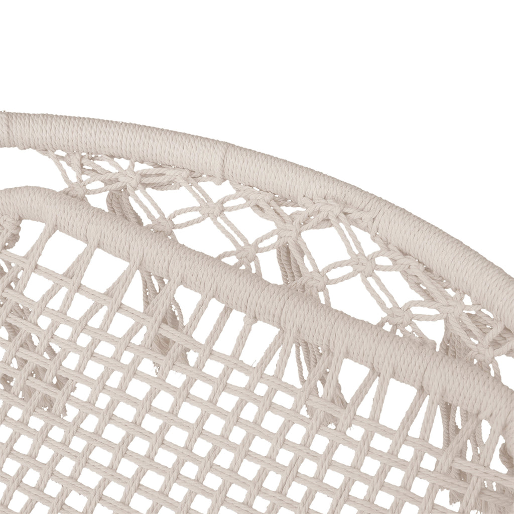 Hammock Swing Chair in Wood and Cotton Rope, Beige, 80x140 cm