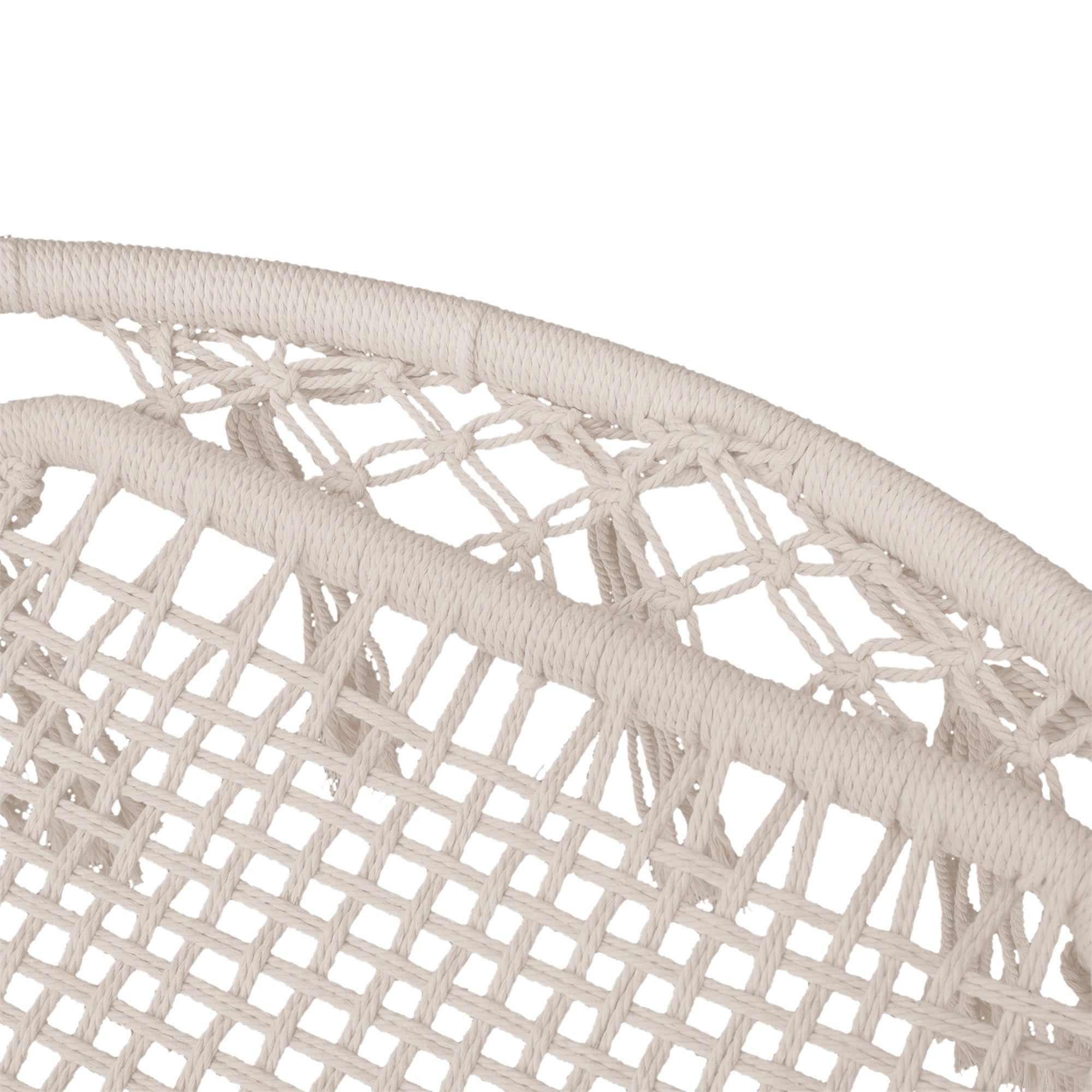 Hammock Swing Chair in Wood and Cotton Rope, Beige, 80x140 cm