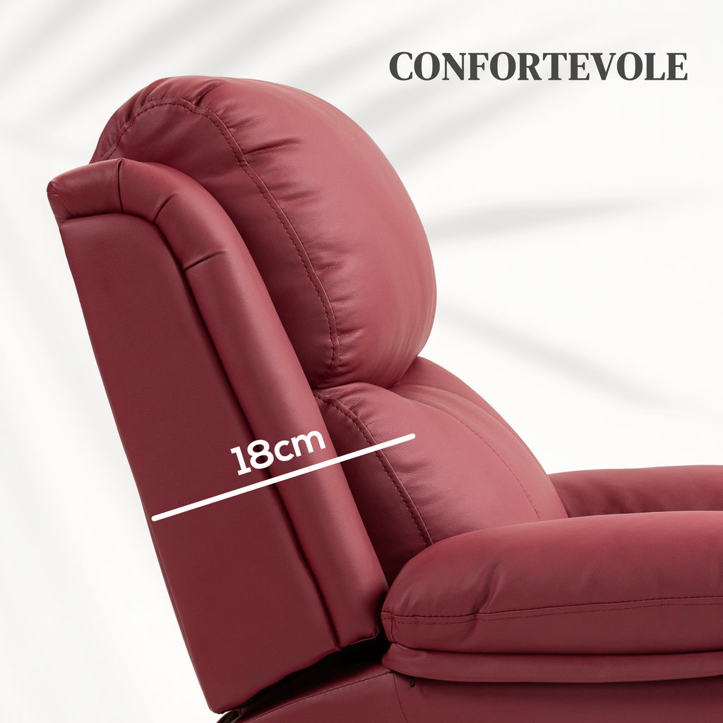 Lift Recliner Chair with Footrest and Remote Control, PU Leather, 76x90x105 cm, Red