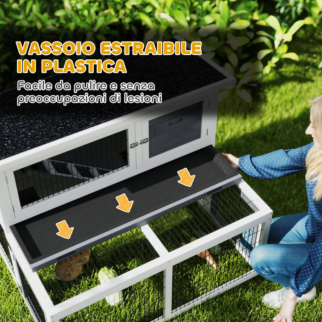 2-Tier Hutch with Removable Tray in Fir Wood and Steel, 122x95x93.5 cm, Multicolor