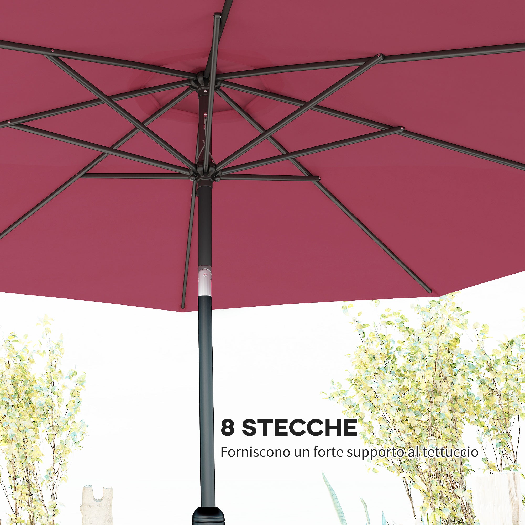 Outsunny 3x2.5 m Tilting Garden Umbrella with Removable Pole, in Metal and Polyester, Dark Red