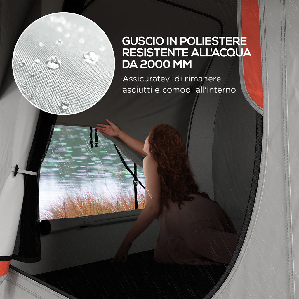 Outsunny 3-Door Waterproof Car Tent in Polyester, PE and Fiberglass, 239x210x210 cm, Gray and Orange - Borgè