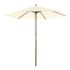 2.5x2.3 m 6-Rib Garden Umbrella, Wood and Polyester, Cream White - Borge' Group Limited