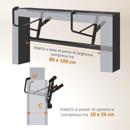 Pull-Up and Push-Up Bar with Padded Grips, in Steel and HDR, 100x50x27 cm, Orange and Black