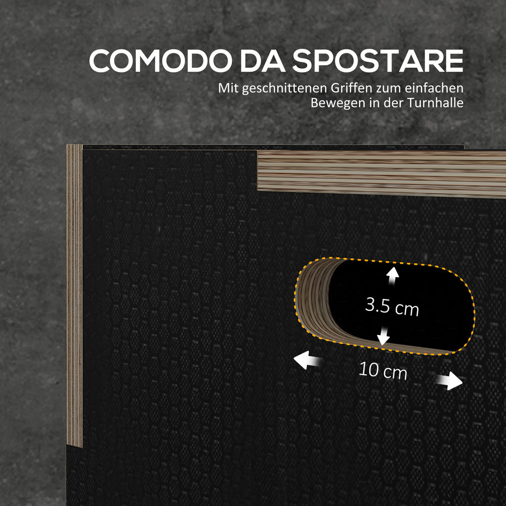 3-Height Plyometric Jump Box in Non-Slip Wood, 41-36-31cm, Black