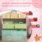 ZONEKIZ Children's Toy Shelf with 6 Removable Fabric Containers, 63x30x66cm, Pink - Borgè