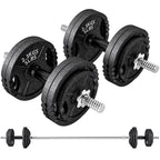 2-in-1 42 kg Gym Weights with 14 Discs, Barbell and Dumbbells, Steel, 180x24x24 cm, Black