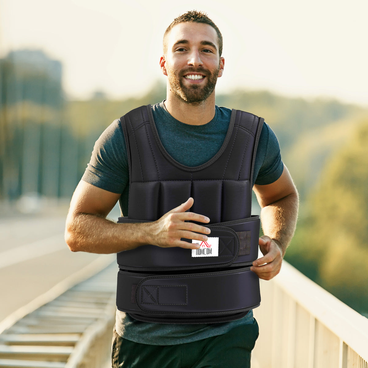 HOMCOM Unisex Weighted Vest 10kg, 38 Individual Weights, Padding, Velcro Closures, Black