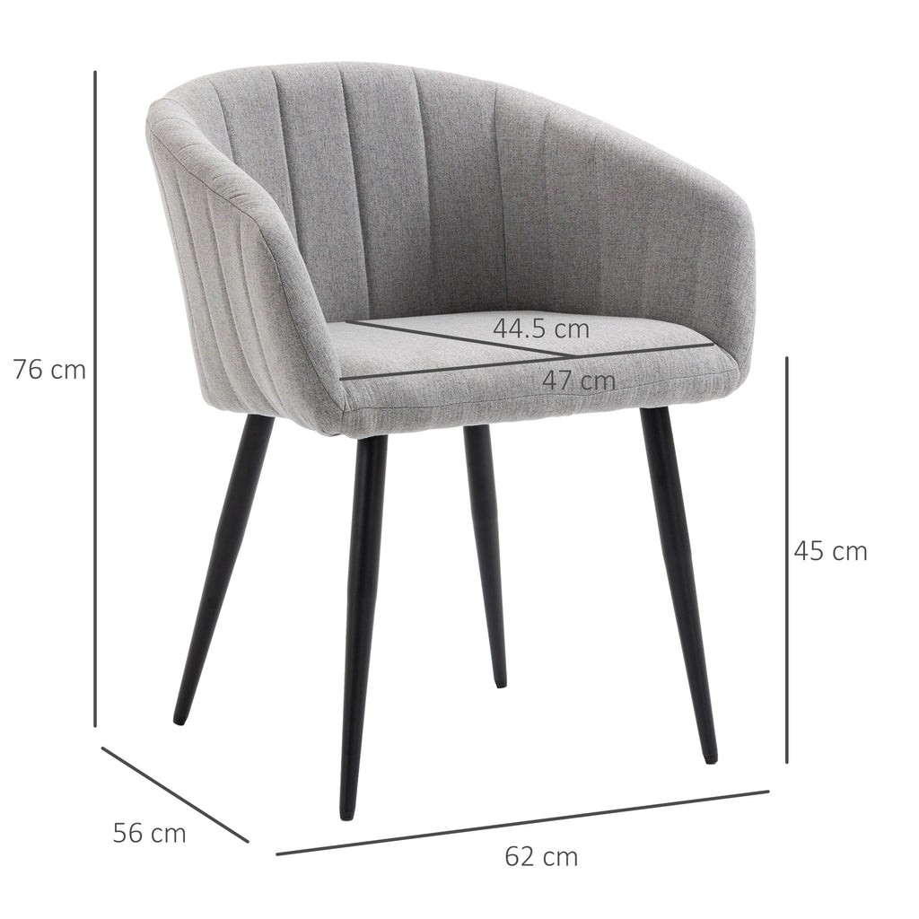 Set of 2 Modern Upholstered Chairs with Fabric Covering for Living Room and Lounge, Light Grey