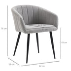 Set of 2 Modern Upholstered Chairs with Fabric Covering for Living Room and Lounge, Light Grey