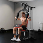 HOMCOM Power Tower Fitness Station Weights 65kg, 135x103x210cm, Black Red