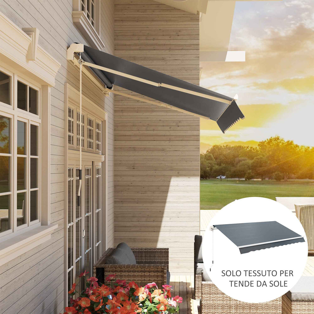 Outsunny Replacement Awning Cover 3x2.5m Retractable Sun Shade Canopy in Anti-UV 50+ Polyester, Garden, Grey
