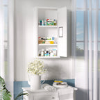 kleankin 3-Tier Medicine Cabinet with Magnetic Door, Steel, 30x12x60 cm, White - Borgè