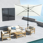 2x3m Rectangular Garden Umbrella with Crank Opening and Adjustable Tilt, Beige