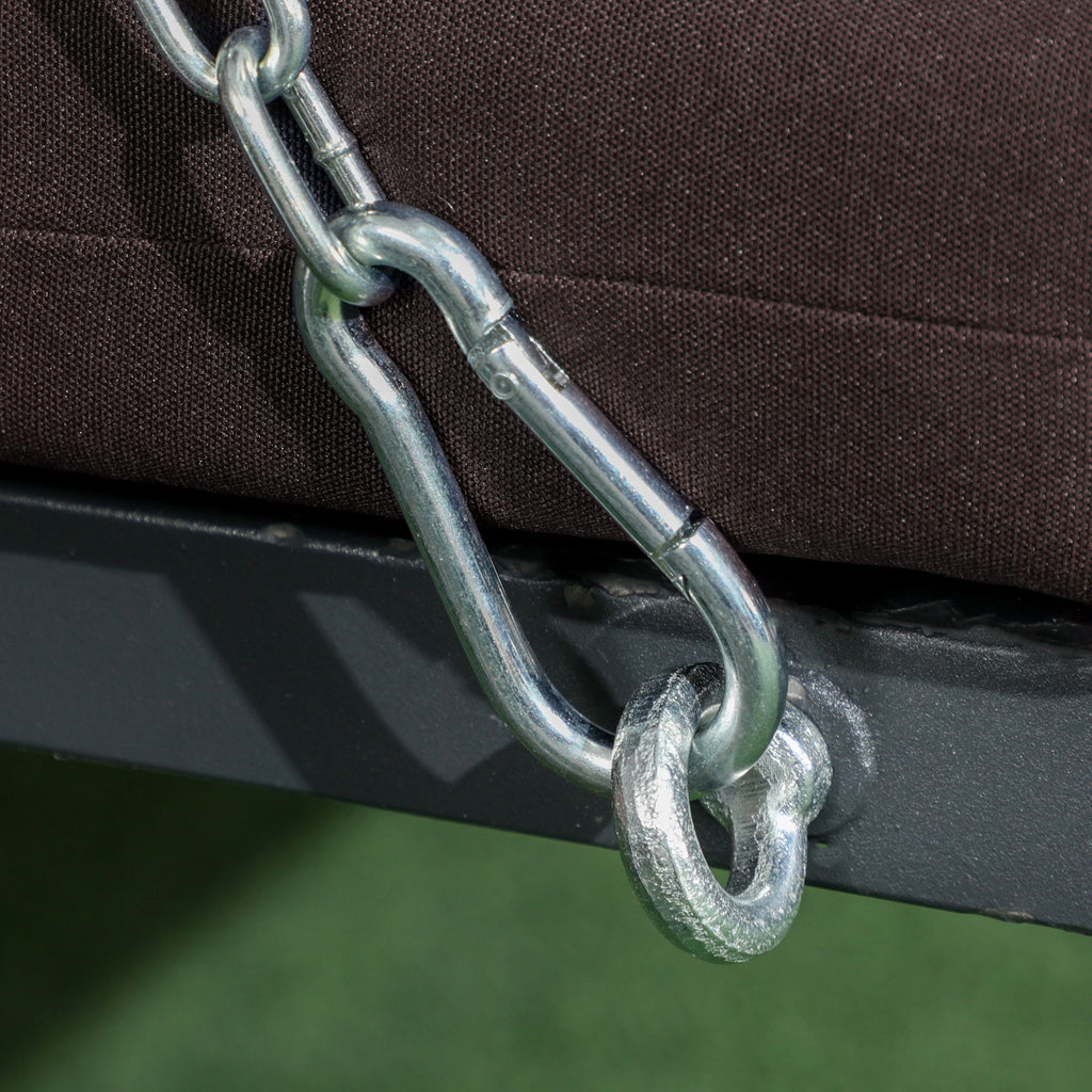 3 Seater Garden Swing with Cushions, Chaise Longue Seat and Canopy, 198x118x168 cm, Brown