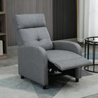 155° Max Reclining Chair in Grey Linen Effect Fabric with Footrest, 67x87x98 cm
