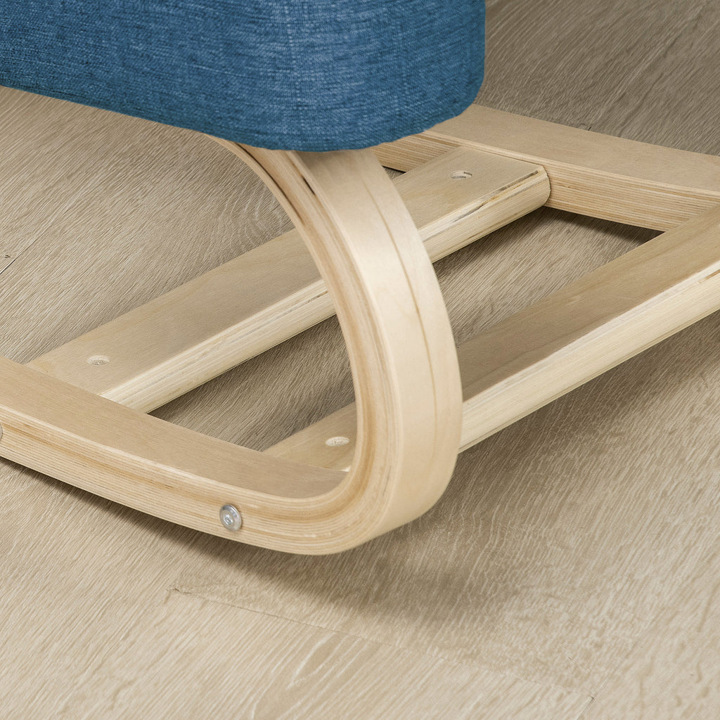 Ergonomic Chair with Kneeler in Birch Wood and Cushion, 51x69x58cm, Blue