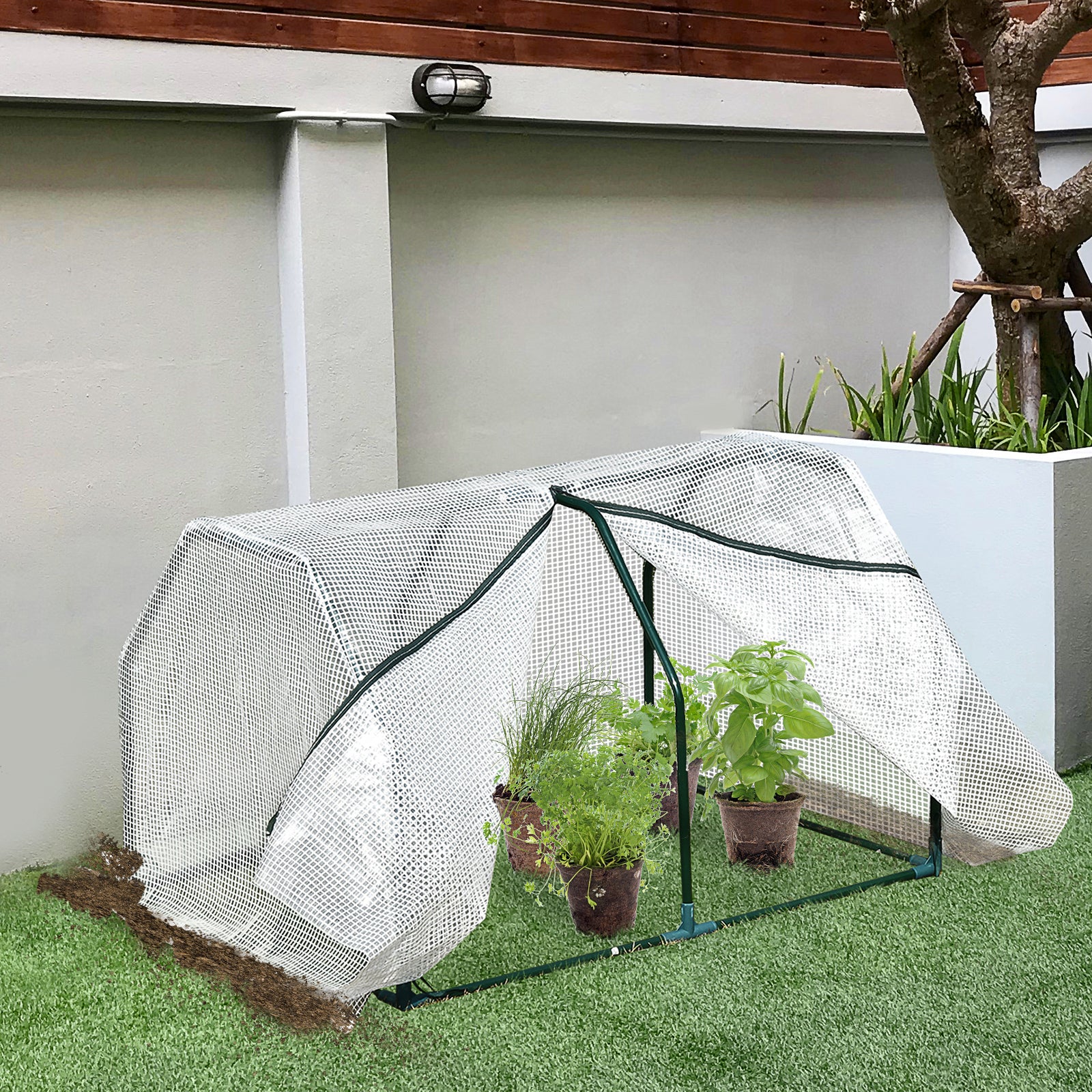 Mini Greenhouse for Garden and Balcony in PE Plastic and Steel with Zip Closure, 99x71x60 cm