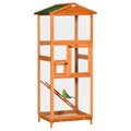 165cm Tall Outdoor Wooden Bird Cage with 2 Doors and Pull Out Tray, Orange