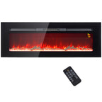 Electric Fireplace 1800W Adjustable with Remote Control, in Steel and Tempered Glass, 127x15.8x45 cm, Black