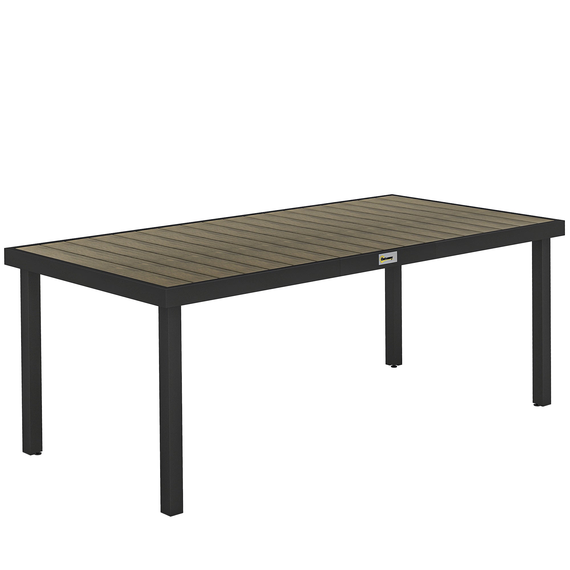 8-Seater Garden Dining Table in Aluminum and Plastic, Dark Wood and Black