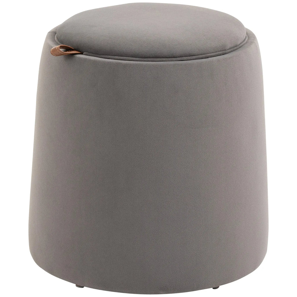 2 in 1 Velvet Storage Ottoman Convertible to Coffee Table, Ø44x47.5cm, Grey