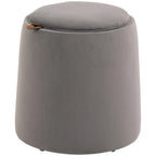 2 in 1 Velvet Storage Ottoman Convertible to Coffee Table, Ø44x47.5cm, Grey