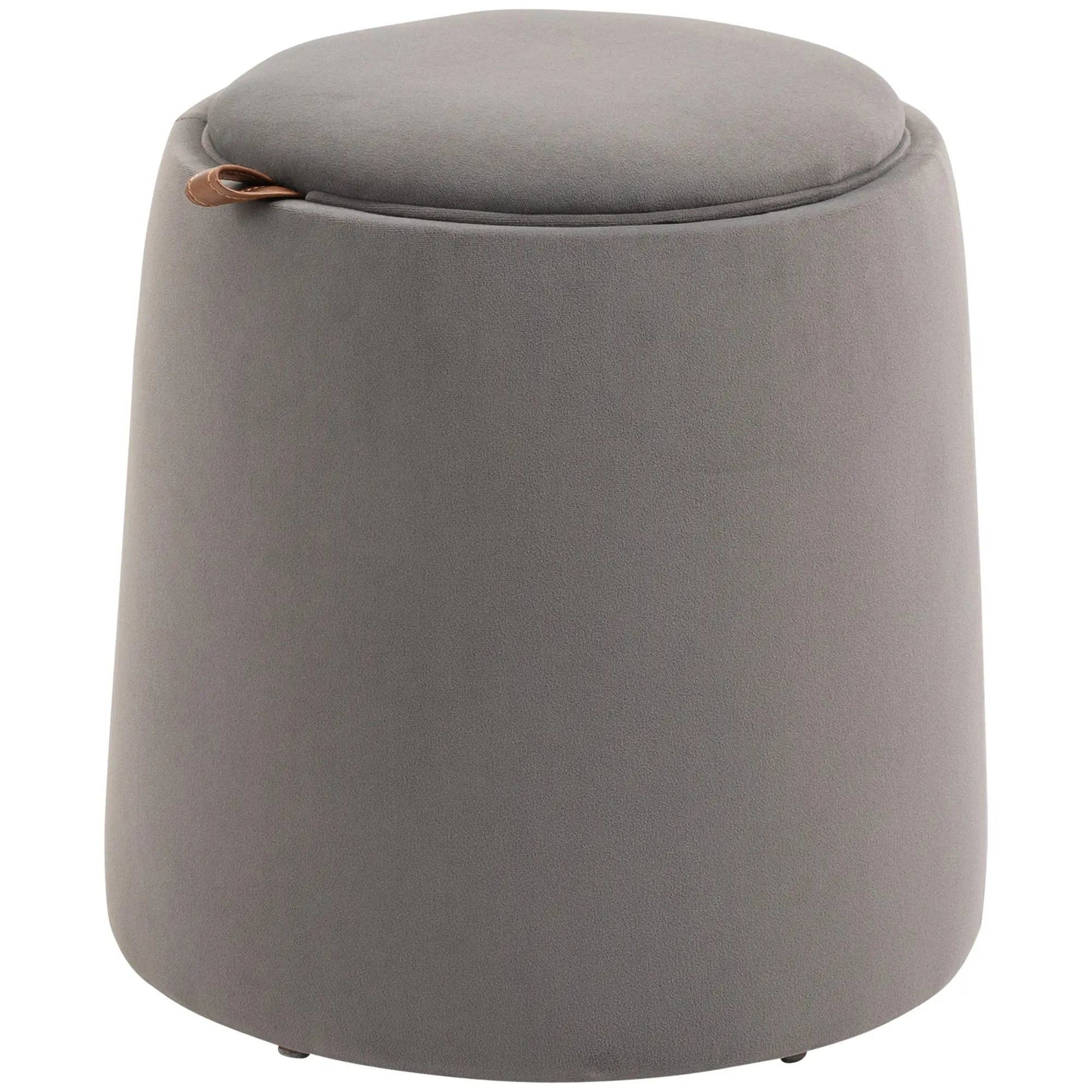 2 in 1 Velvet Storage Ottoman Convertible to Coffee Table, Ø44x47.5cm, Grey