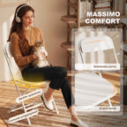 HOMCOM Set of 6 Folding Chairs with Drainage Holes in Plastic and Metal, 45x49x79.5 cm, White