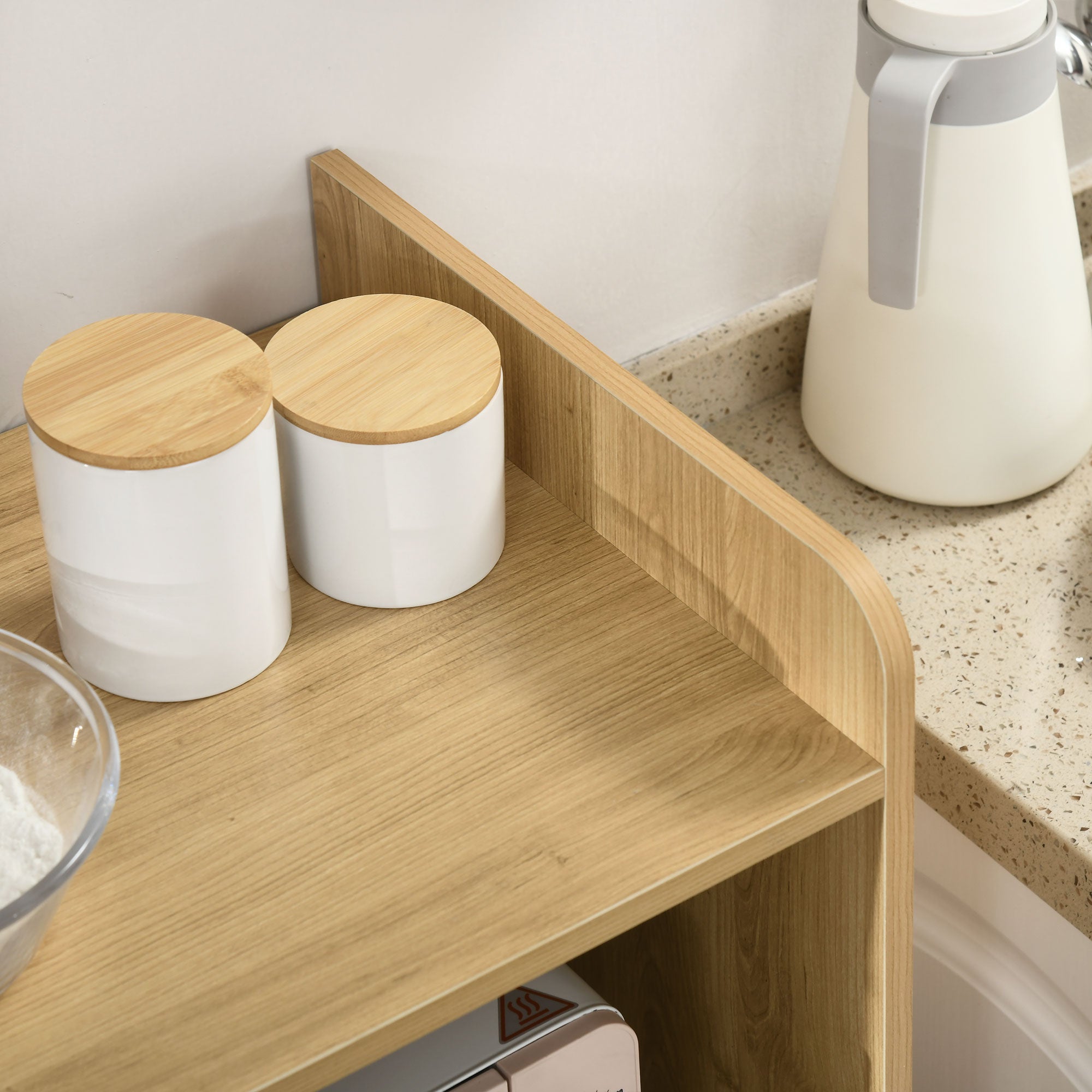 Chipboard Microwave Cabinet with Top Shelf, Sliding Drawer and Cabinet, 58x40x118 cm